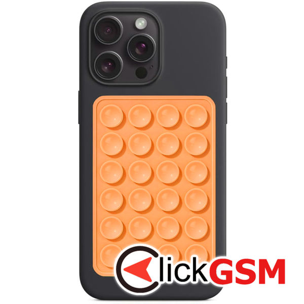 Techsuit - Phone Holder (SO-PAD) - Suction Pad for Selfies, Silicone, Adhesive Mount, Rectangular Shape - Orange