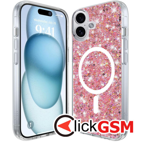 Techsuit - Sparkly Glitter MagSafe - iPhone 16 Plus - Pink