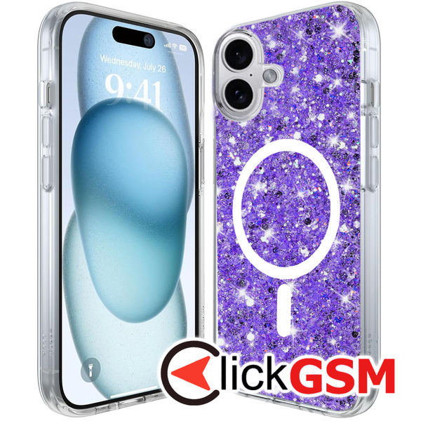 Techsuit - Sparkly Glitter MagSafe - iPhone 16 Plus - Purple