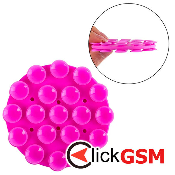 Techsuit - Phone Holder (SP-CUP) - Suction Pad for Selfies, Silicone, Adhesive Mount, Round Shape - Pink