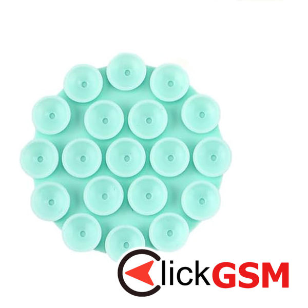 Techsuit - Phone Holder (SC-CUP) - Suction Pad for Selfies, Silicone, Adhesive Mount, Round Shape - Cyan