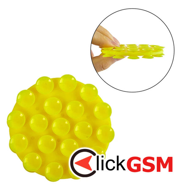 Techsuit - Phone Holder (SY-CUP) - Suction Pad for Selfies, Silicone, Adhesive Mount, Round Shape - Yellow