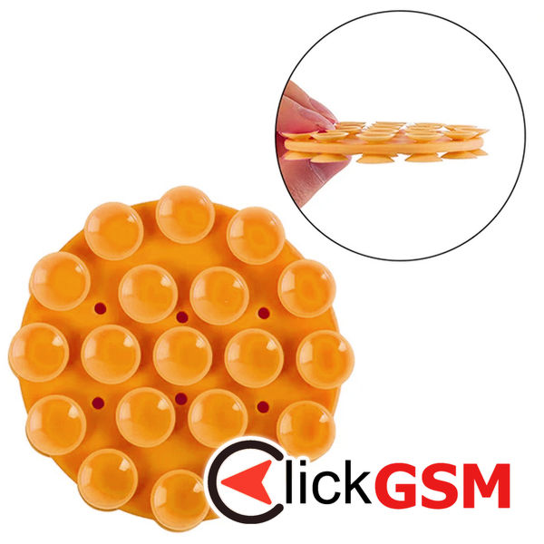 Techsuit - Phone Holder (SO-CUP) - Suction Pad for Selfies, Silicone, Adhesive Mount, Round Shape - Orange