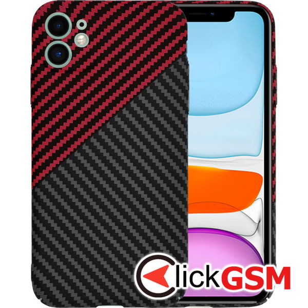 Techsuit - Carbonite FiberShell - iPhone 11 - Red Vortex