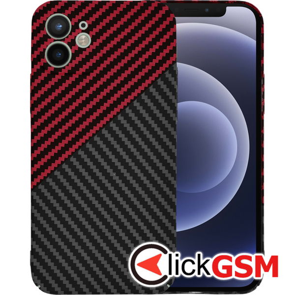 Techsuit - Carbonite FiberShell - iPhone 12 - Red Vortex