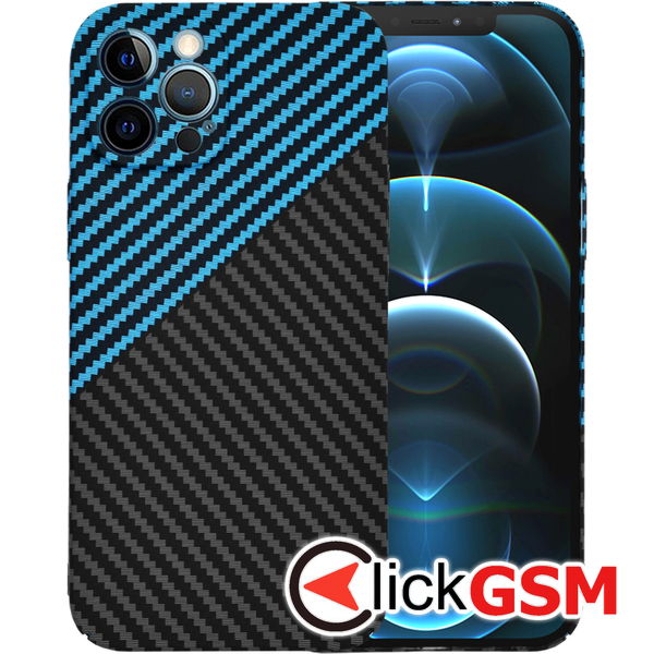 Techsuit - Carbonite FiberShell - iPhone 12 Pro Max - Blue Pulse