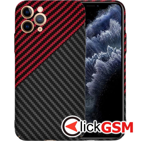 Techsuit - Carbonite FiberShell - iPhone 11 Pro - Red Vortex