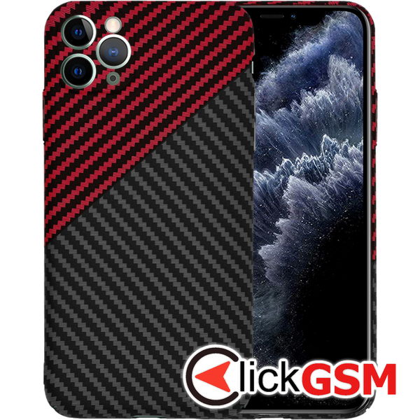 Techsuit - Carbonite FiberShell - iPhone 11 Pro Max - Red Vortex