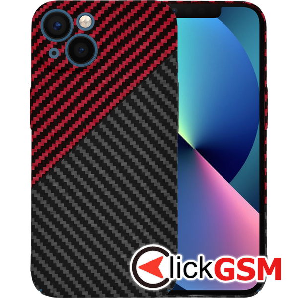 Techsuit - Carbonite FiberShell - iPhone 13 - Red Vortex