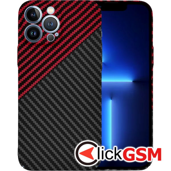 Techsuit - Carbonite FiberShell - iPhone 13 Pro Max - Red Vortex