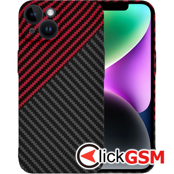 Techsuit - Carbonite FiberShell - iPhone 14 - Red Vortex