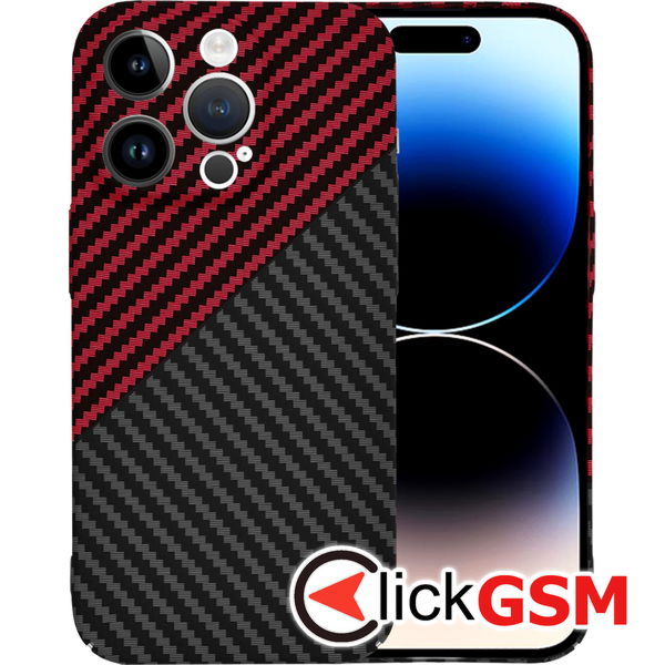 Techsuit - Carbonite FiberShell - iPhone 14 Pro - Red Vortex