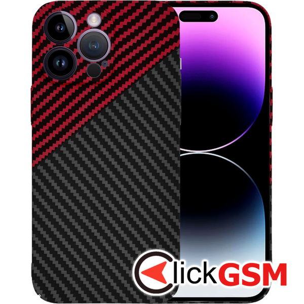 Techsuit - Carbonite FiberShell - iPhone 14 Pro Max - Red Vortex