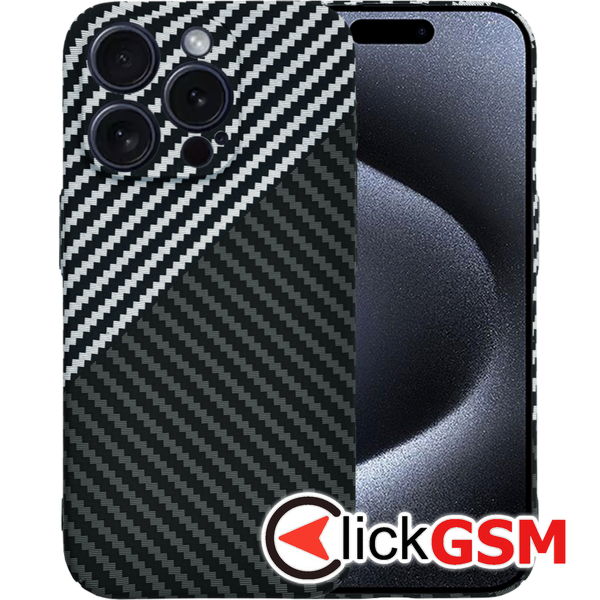 Techsuit - Carbonite FiberShell - iPhone 15 Pro - Stealth Gray