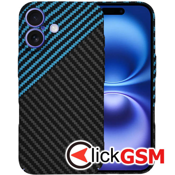 Techsuit - Carbonite FiberShell - iPhone 16 - Blue Pulse
