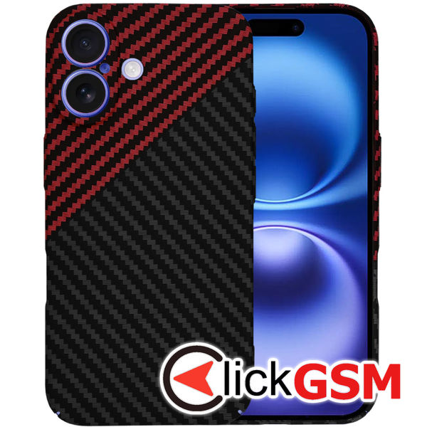 Techsuit - Carbonite FiberShell - iPhone 16 - Red Vortex