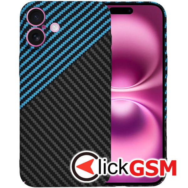 Techsuit - Carbonite FiberShell - iPhone 16 Plus - Blue Pulse