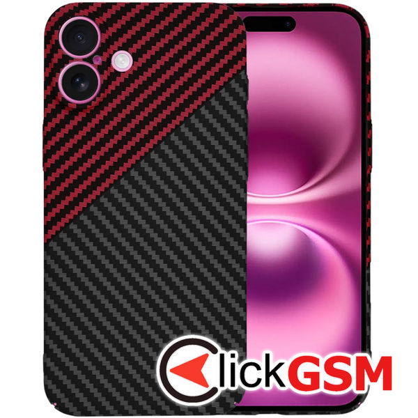 Techsuit - Carbonite FiberShell - iPhone 16 Plus - Red Vortex