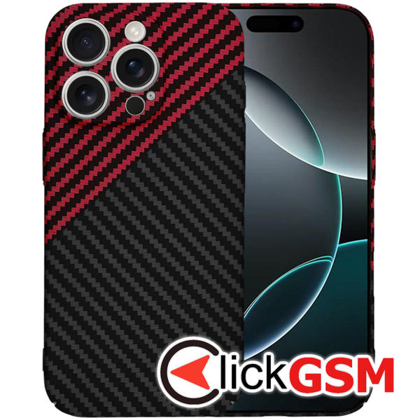 Techsuit - Carbonite FiberShell - iPhone 16 Pro - Red Vortex