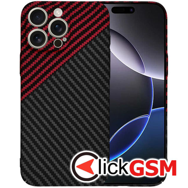 Techsuit - Carbonite FiberShell - iPhone 16 Pro Max - Red Vortex
