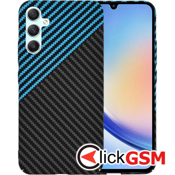 Techsuit - Carbonite FiberShell - Samsung Galaxy A34 5G - Blue Pulse