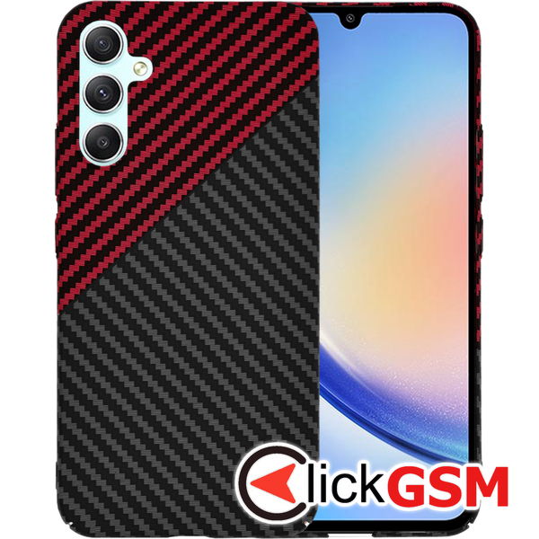 Techsuit - Carbonite FiberShell - Samsung Galaxy A34 5G - Red Vortex