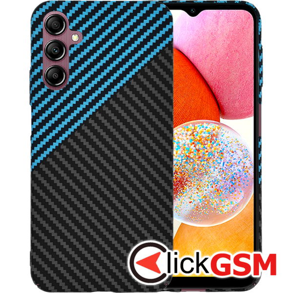 Techsuit - Carbonite FiberShell - Samsung Galaxy A14 4G / A14 5G - Blue Pulse
