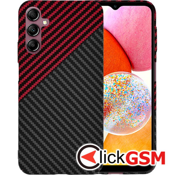 Techsuit - Carbonite FiberShell - Samsung Galaxy A14 4G / A14 5G - Red Vortex