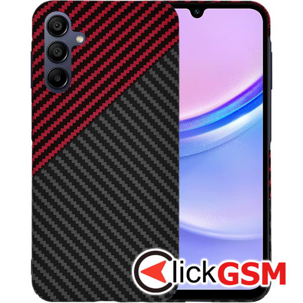 Techsuit - Carbonite FiberShell - Samsung Galaxy A15 4G / A15 5G - Red Vortex