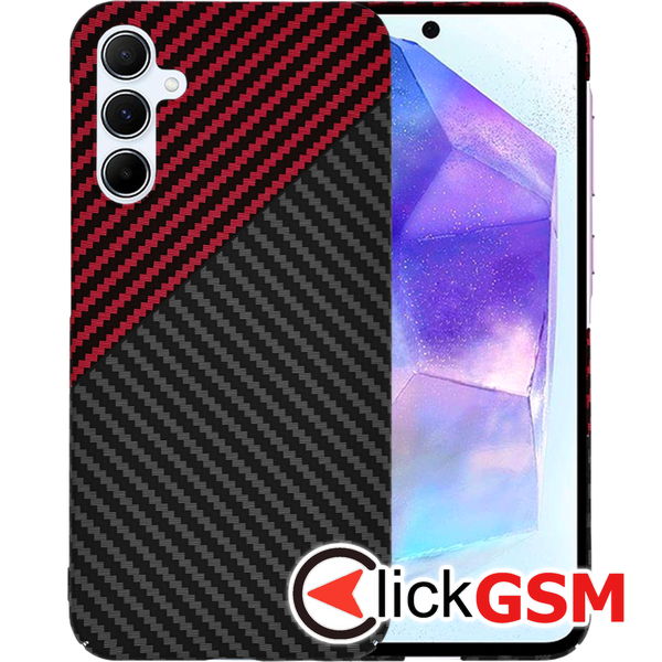 Techsuit - Carbonite FiberShell - Samsung Galaxy A55 5G - Red Vortex
