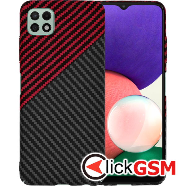Techsuit - Carbonite FiberShell - Samsung Galaxy A22 5G - Red Vortex