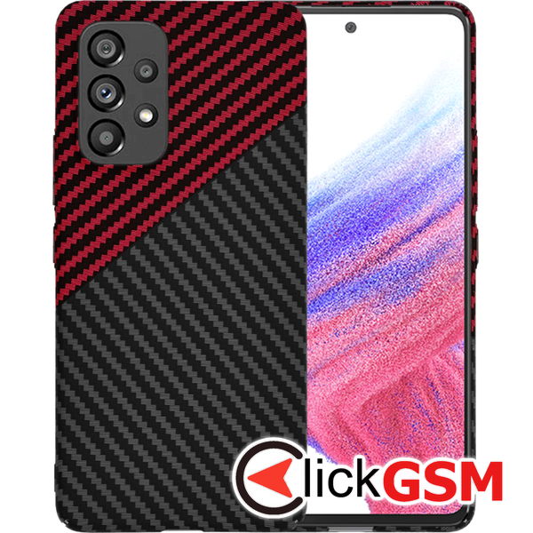 Techsuit - Carbonite FiberShell - Samsung Galaxy A53 5G - Red Vortex
