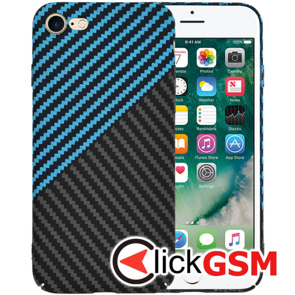 Techsuit - Carbonite FiberShell - iPhone 7 / iPhone 8 / iPhone SE 2, SE 2020 / iPhone SE 3, SE 2022 - Blue Pulse