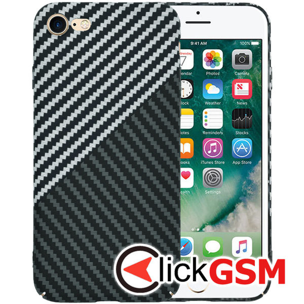 Techsuit - Carbonite FiberShell - iPhone 7 / iPhone 8 / iPhone SE 2, SE 2020 / iPhone SE 3, SE 2022 - Stealth Gray