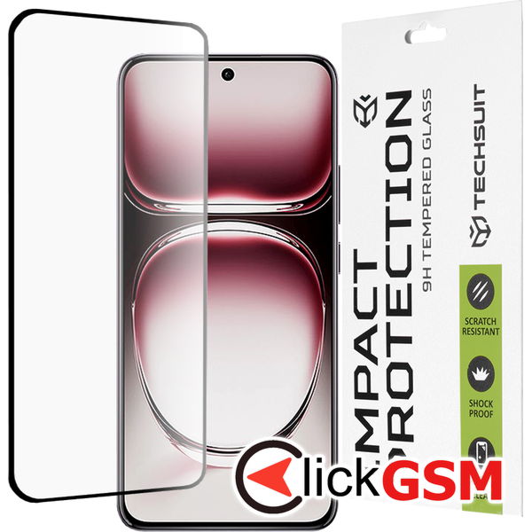 Techsuit - 111D Full Cover / Full Glue Glass / 3D Curved Screen - Oppo Reno12 Pro - Black