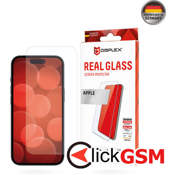 Displex - Premium Real Glass 2D - iPhone 16 Plus - Clear