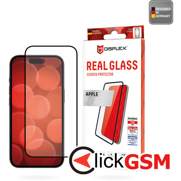 Displex - Premium Real Glass Full Cover - iPhone 16 Plus - Black