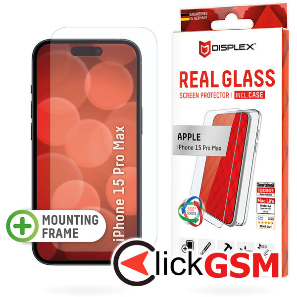 Displex - Premium [Pack] Real Glass + Case - iPhone 16 Plus - Clear