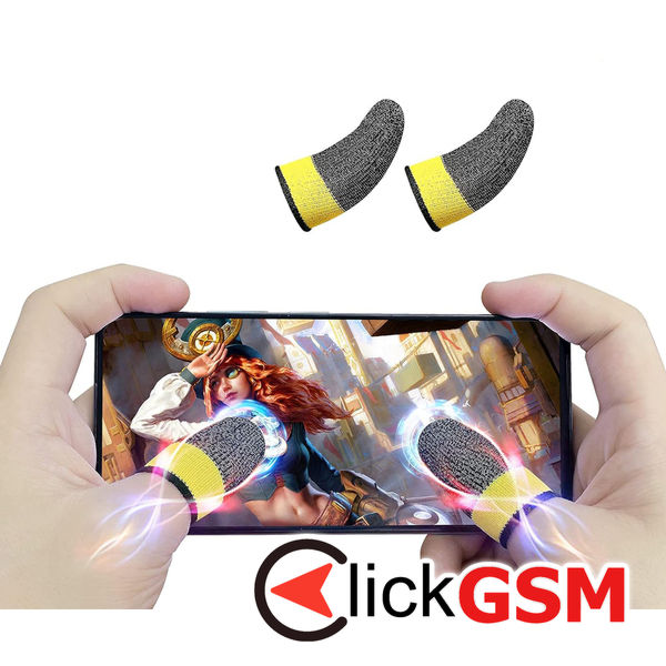 Techsuit - Mobile Gaming Finger Sleeve (FS4-02) - for Peaceful Elite, King of Glory, Anti-Sweat - Yellow