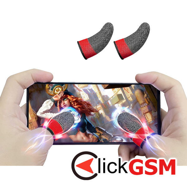 Techsuit - Mobile Gaming Finger Sleeve (FS4-03) - for Peaceful Elite, King of Glory, Anti-Sweat - Red