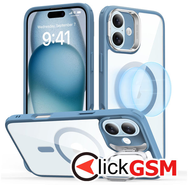 ESR - Classic Hybrid HaloLock Kickstand - iPhone 16 - Clear Blue