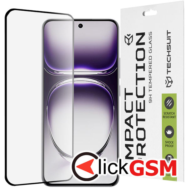 Techsuit - 111D Full Cover / Full Glue Glass / 3D Curved Screen - Oppo Reno12 - Black