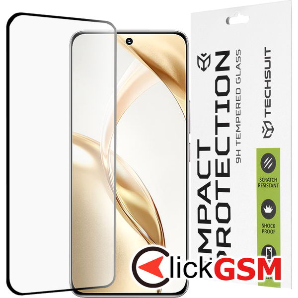 Techsuit - 111D Full Cover / Full Glue Glass / 3D Curved Screen - Honor 200 - Black