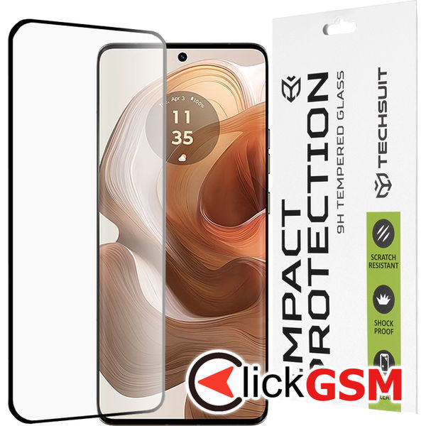 Techsuit - 111D Full Cover / Full Glue Glass / 3D Curved Screen - Motorola Edge 50 Ultra - Black