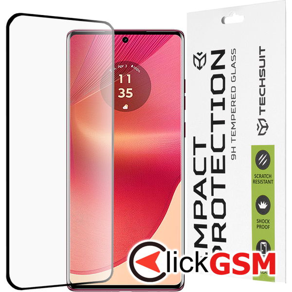 Techsuit - 111D Full Cover / Full Glue Glass / 3D Curved Screen - Motorola Edge 50 Fusion - Black