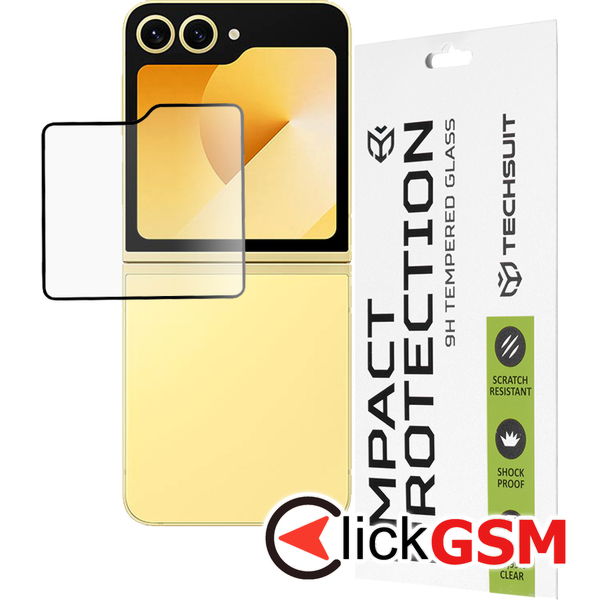 Techsuit - 111D Full Cover / Full Glue Glass [Outside Screen] - Samsung Galaxy Z Flip6 - Black