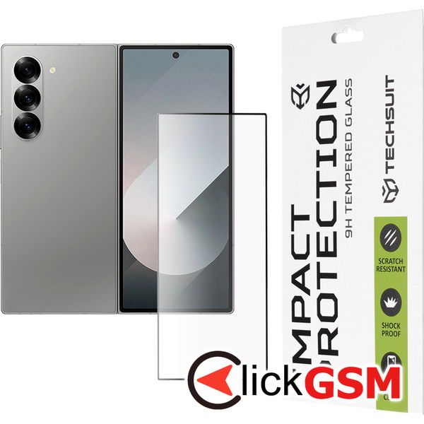 Techsuit - 111D Full Cover / Full Glue Glass [Outside Screen] - Samsung Galaxy Z Fold6 - Black