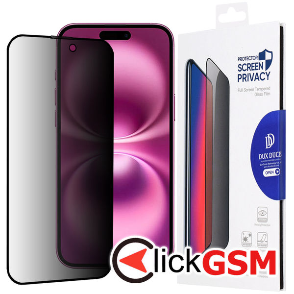 Dux Ducis - Tempered Glass Privacy - iPhone 16 Plus - Black