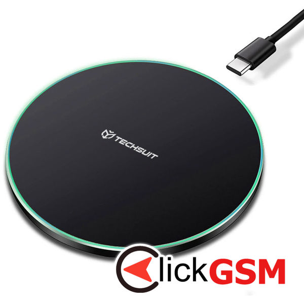 Techsuit - Wireless Charger Premium (CHWR031) - RGB Colors, 15W, 3A - Black