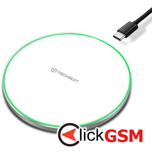 Techsuit - Wireless Charger Premium (CHWR031) - RGB Colors, 15W, 3A - White